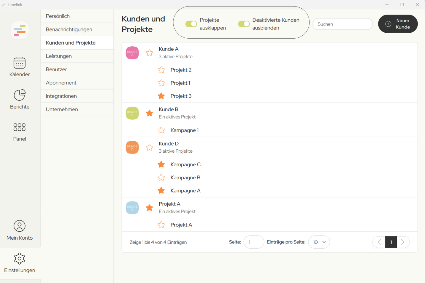 Ansicht Projekte
