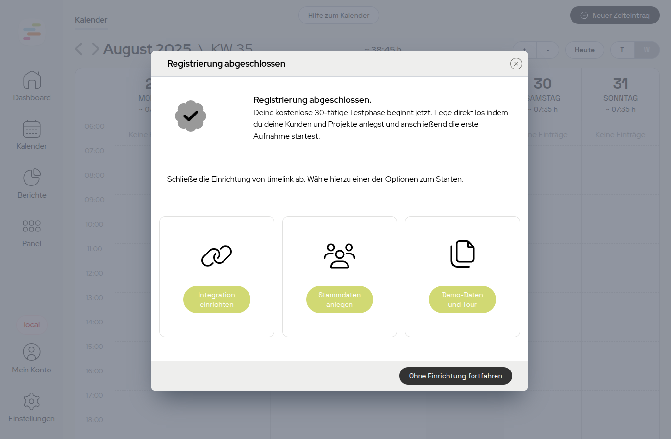 Start Tour Demo-Daten