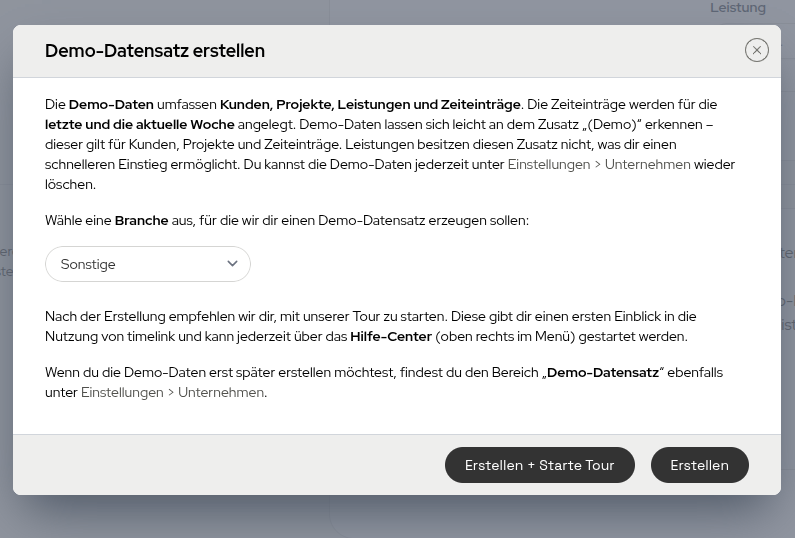 Demo-Daten hinzufügen