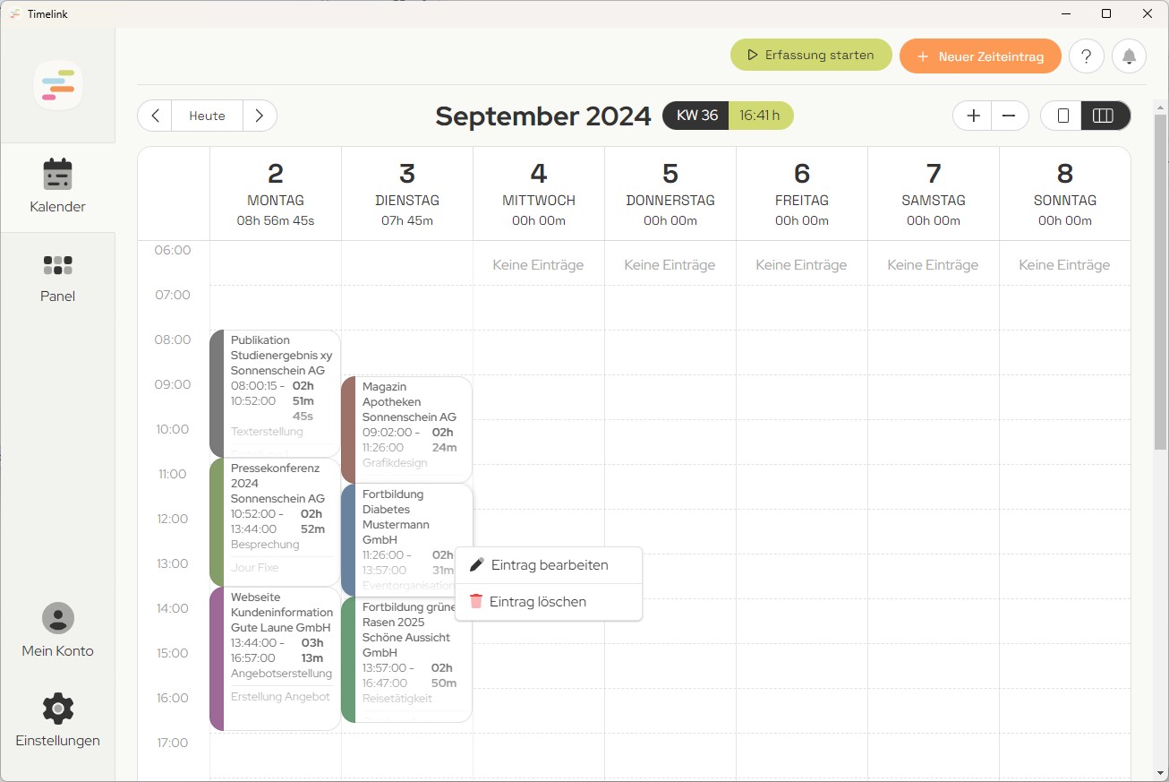 Kalender Zeiteinträge