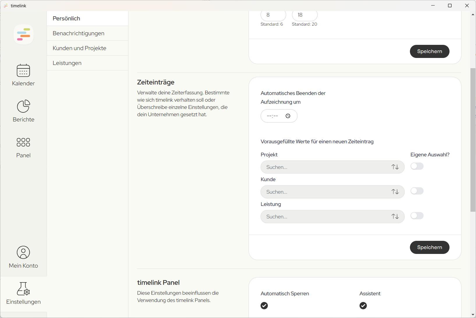 Standard-Werte persoenlich